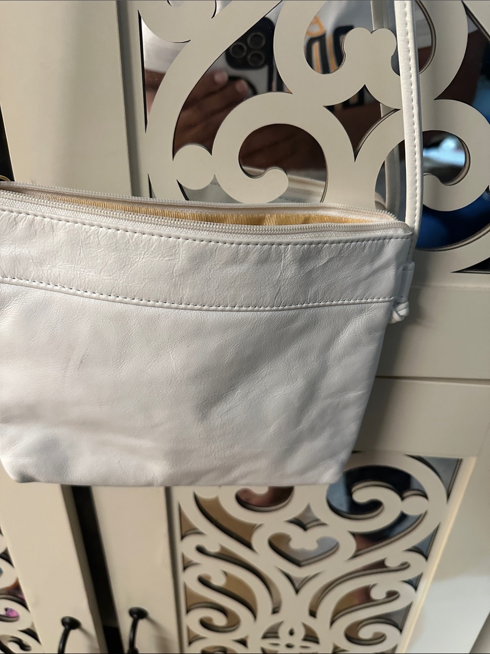 White Crossbody Bag with Gold Hardware - Women's Shoulder Purse - Picture 3 of 5